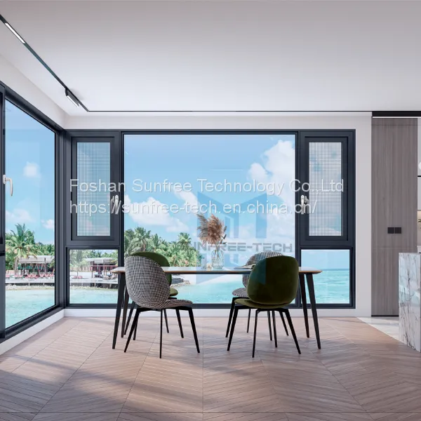 Aluminum Casement Window Thermal Broken Impact Resistant Double Glazed Tempered Glass Swing Windows photo-4