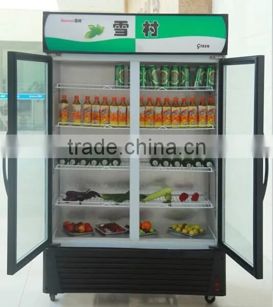 2 Glass Open Door Vertical Display Cooler-LC-1000 Upper Compressor
