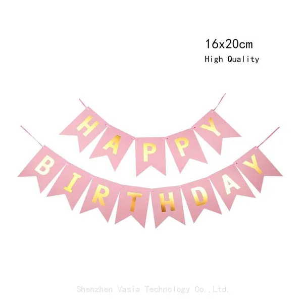 Hot Sale Happy Birthday Banners Fishtail Bronzing for Party Backdrop Scene Layout photo-5