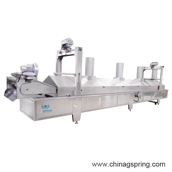 Automatic Continuous Fryer Machine Food Frying Machine for Fruit Vegetable Seafood Chips Frying Equipment Snack Food Processing Equipment