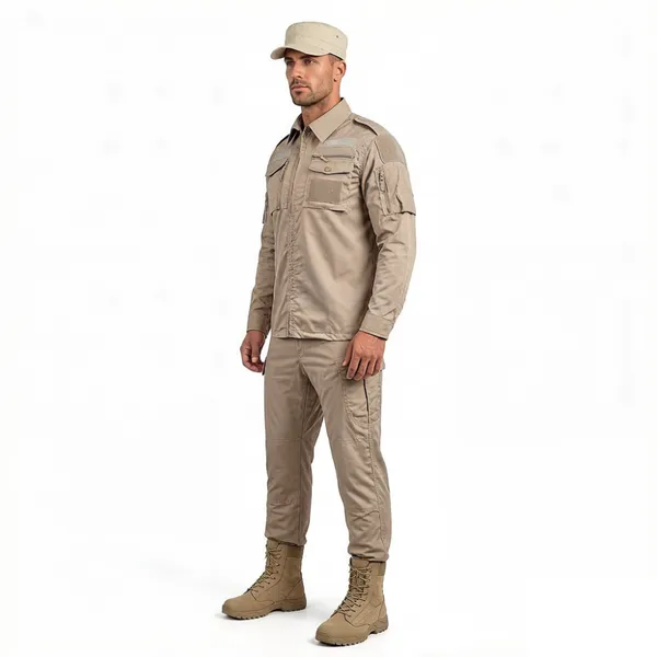 Workwear Uniform Twill Shirt Cargo Pants Ribstop Weaving TC Material Unisex Men photo-2
