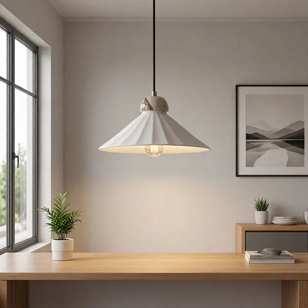 Fine Bone China Lamp Shade OEM Cream White Translucent Luxury Living Lampshade Wholesale photo-3