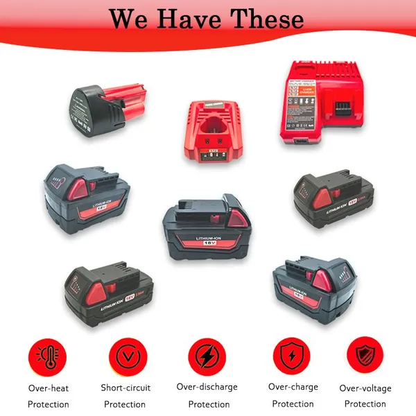Cordless Impact Hammer Power Drill Driver Tools Replacement 18V Rechargeable Battery M18 Compatible MIL photo-2