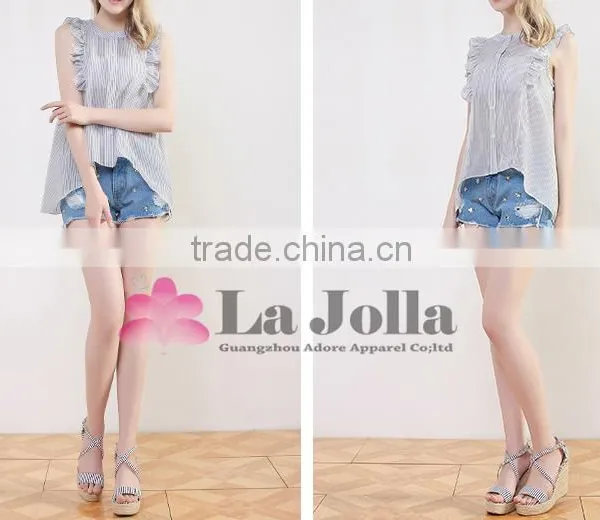 2016 New Style Rivet Short Trousers Summer Blue Fashion Jeans 248J photo-2