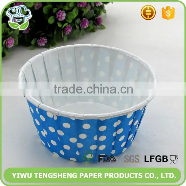 Custom Polka Dot Baking Cups ,4C Printed Roll Mouth Cups