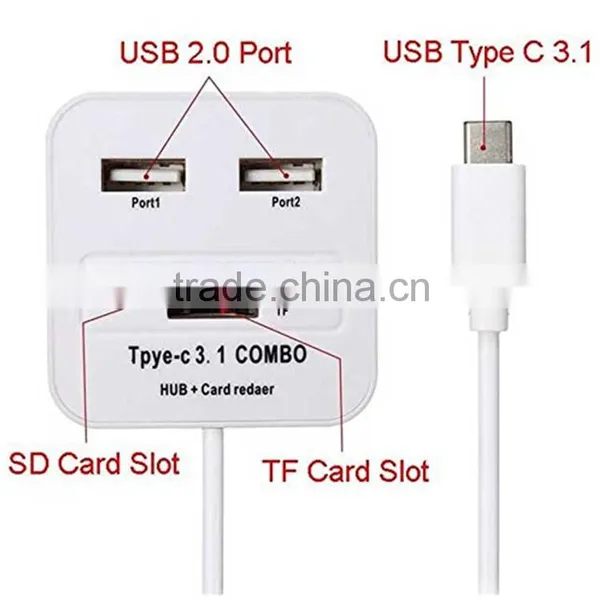 Universal Travel 3.1 Type C to 2 Ports Micro Card OTG Power Adapter photo-4