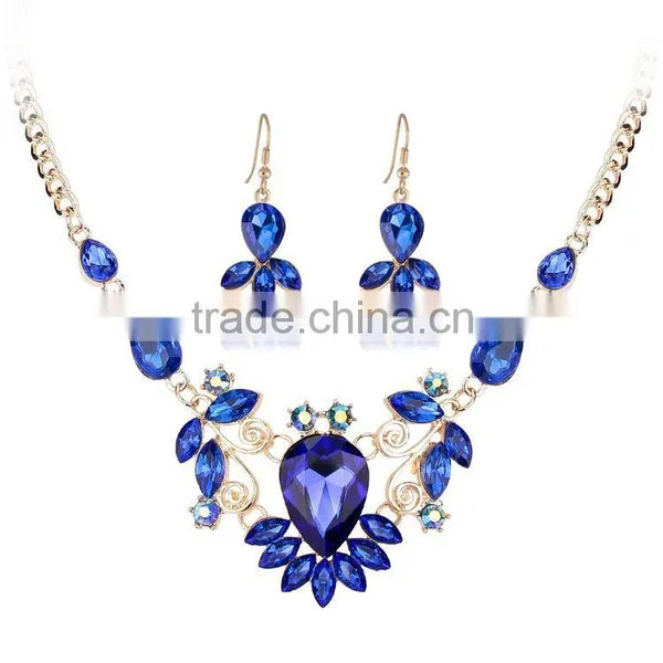 Jofo Brand 2016 Latest Popular Lady Alloy Blue Crystal Jewelry Set For Women and Lady photo-5