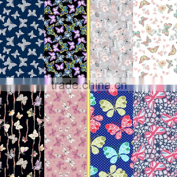 Beautiful Printed Underwear Fabric /Butterfly Pattern Design Printed Fabric for Underwear