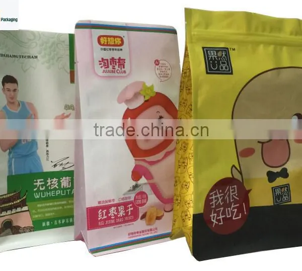 Box Bottom Plastic Bags For Nuts Fruits Packing