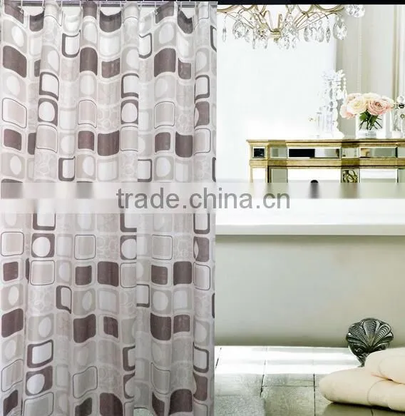 100% Polyester Green Bubbles Printed Shower Curtain for Hotel, Family, Waterproof Bath Curtain photo-2