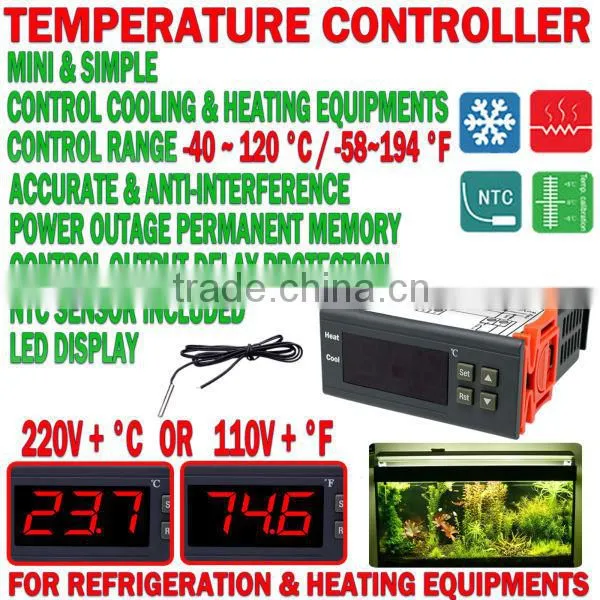 Relay 110V F 220V C Aquarium Digital Temperature Temp Controller Thermostat photo-2