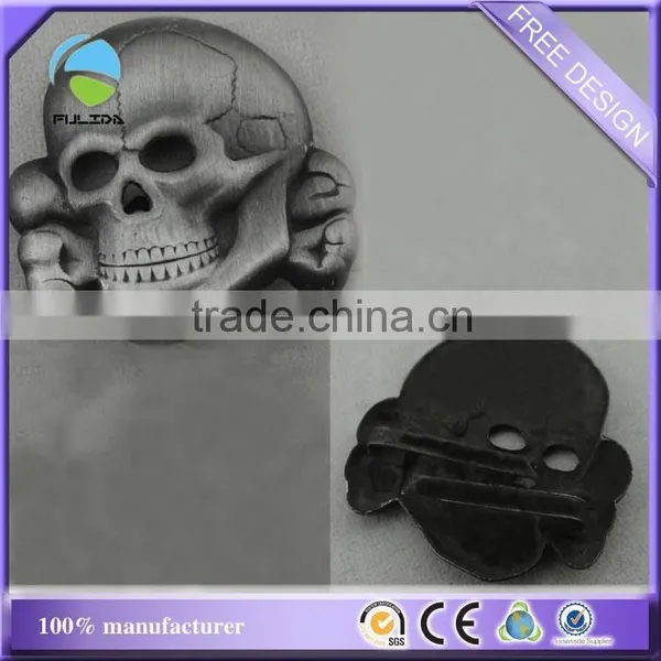 Metal Antique Silver Plating Skull Heads Souvenir Pin Badge With Brooch Pin photo-2