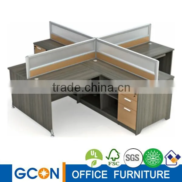 Wholesale Melamine Office Workstation Group in Elm Color MDF Booad and Glass Partition photo-2