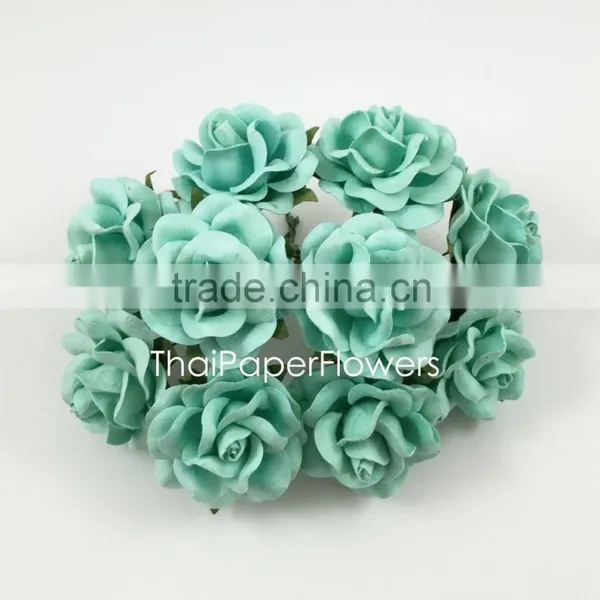 Aqua Blue Large Handmade Mulberry Paper Flower, Wedding Party, Scrap-booking Crafts