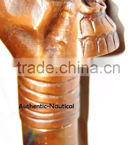 VINTAGE BRASS SKULL HEAD HANDLE WALKING CANES-DESIGNER WALKING CANES-VINTAGE STYLE WALKING CANES Wk1177 photo-4