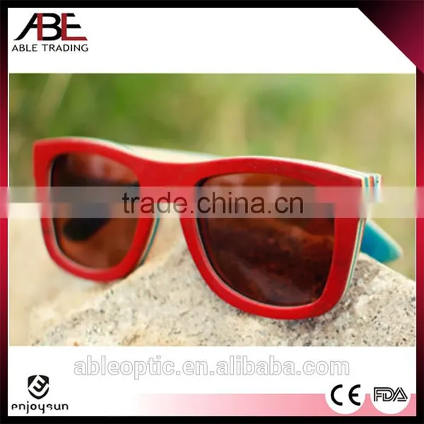 Womens 2016 Fashion Vogue UV400 Mirror Lens Custom Design Bamboo Wooden Polarized Sunglasses With CE Standard Supplier's Choice photo-2