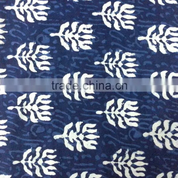 Fat Quarter 5 meter running fabric Indian Bagru Indigo Hand Printed Cotton fabric SKU 31923