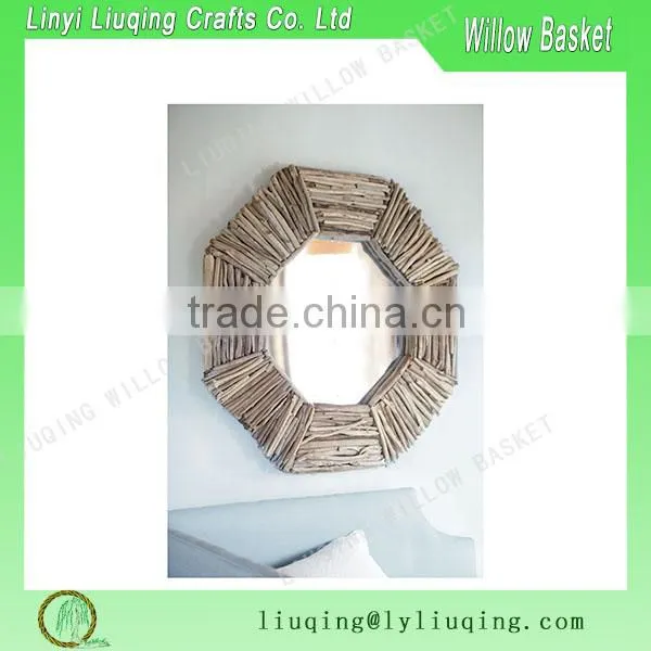 Driftwood Octagonal Mirror Wicker Hanging Wall Mirror