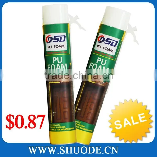 Convenience High Density 750ml pu Aerosol Polyurethane Spray Foam Adhesive de Construction