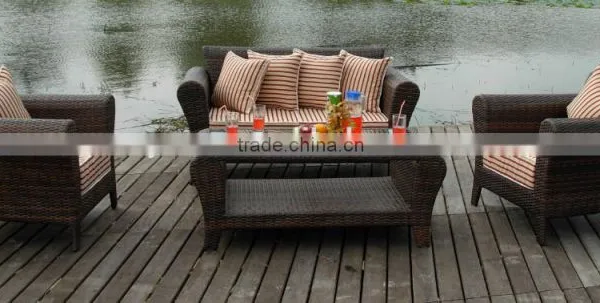 High Quality Rattan Sofa Set With 15cm Thickness Cusion High Quality Fabric photo-2