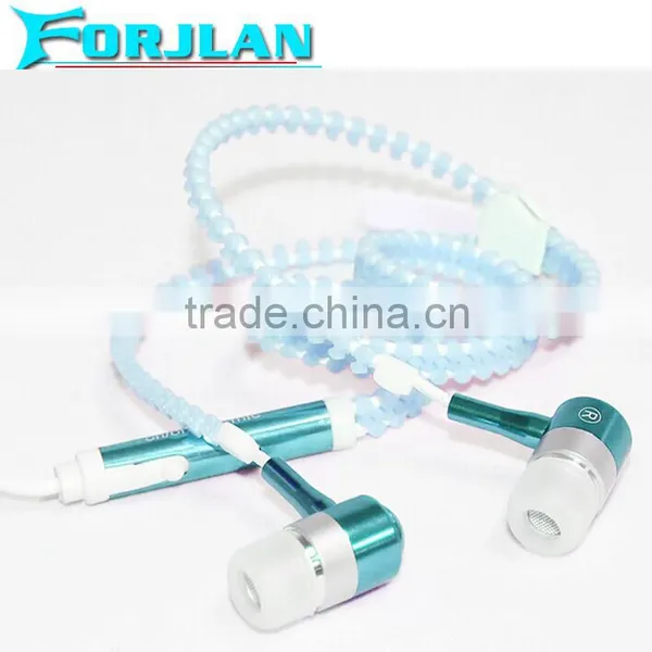 3.5mm Metal Zipper Glowing Earphone Stereo Glowing Headphones photo-6