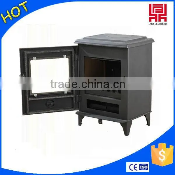 Vertical small fireplace installation, wooden fireplace system