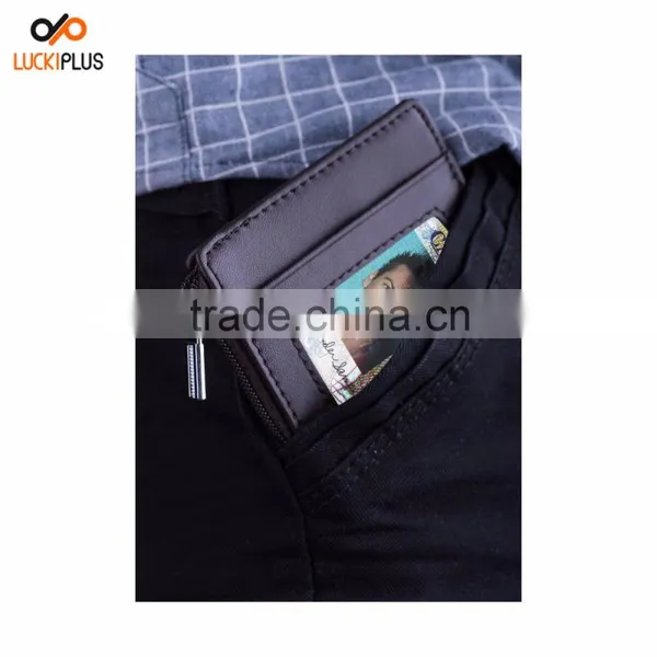 Luckiplus RFID Blocking Sleeves Front Pocket Leather Wallet for Women and Men, RFID Safe Protector Wine Red photo-5
