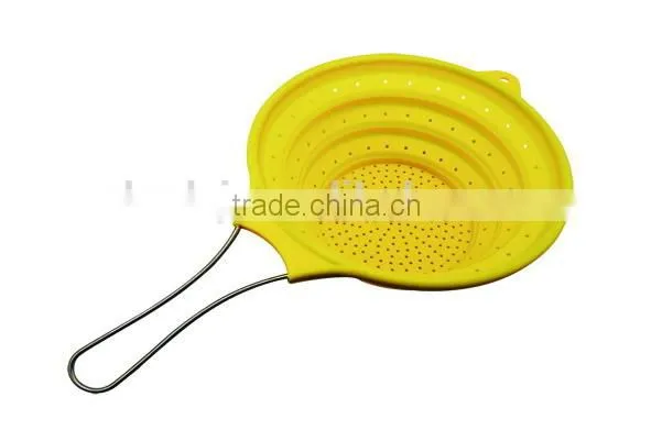 L Size Collapsible Silicone Strainer, Foldable Silicone Colander, Silicone Kitchen Tools Strainers,100% Food Grade