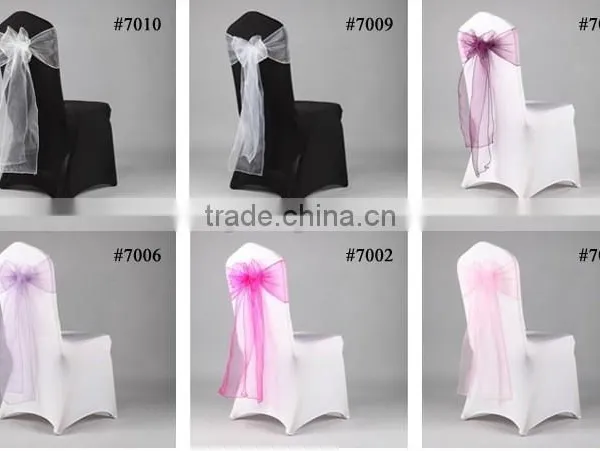 100% Polyester Colorful Wedding Used Customized Sized Organza Chair Sash photo-3