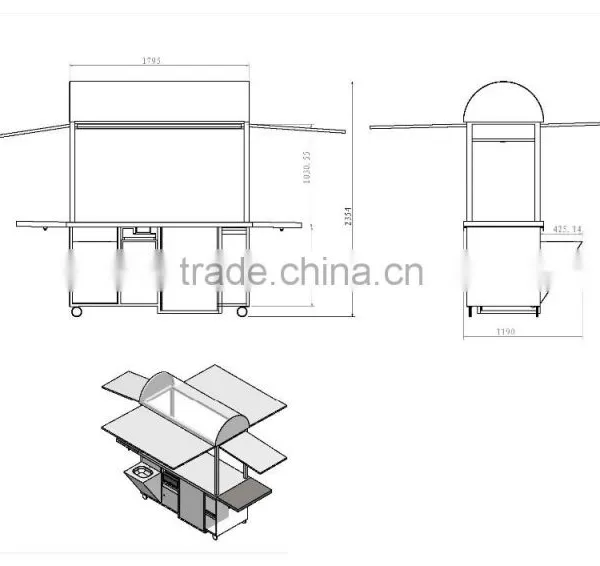 Factory Price Stainless Steel Mobile Espresso Coffee Cart photo-2