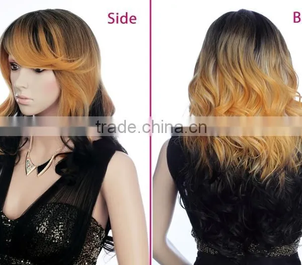 Top Quality Cheap Kinky Curly Synthetic Short Wig Ombre Lolita Lace Front Ombre Wig photo-3