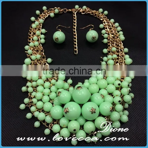 Green Beads Stones Luxury Bohemian Bib Collar Exaggerate Beaded Charms Necklace photo-2
