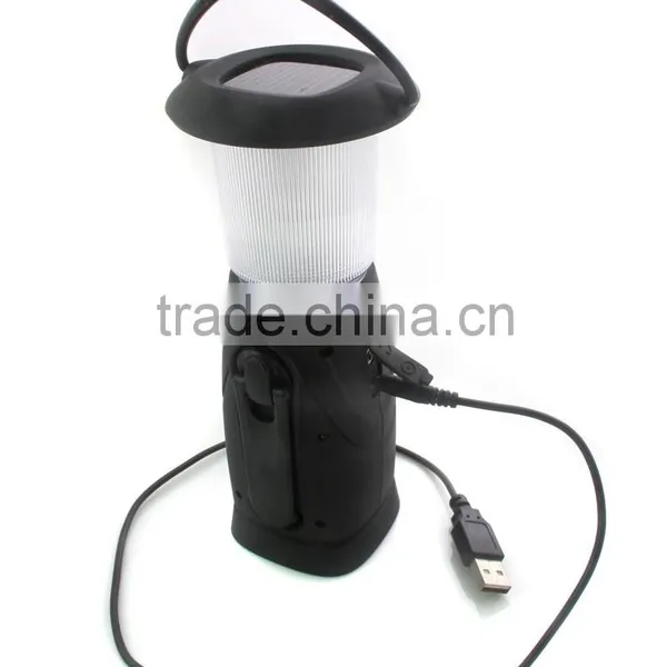 FM Radio Dynamo & Solar 8LED Camping Lantern USB Charger Hand Crank Hanging Lantern photo-3