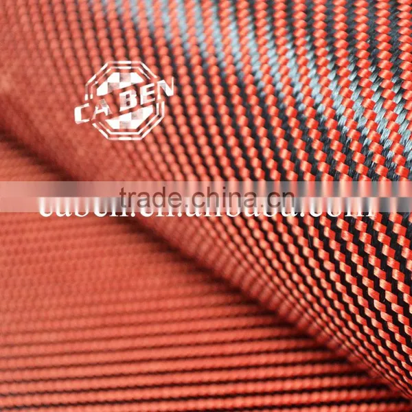 Hgih End 3k Twill Weave Pure Aramid Fiber Fabric Black and Red Hybird Cloths for Sale photo-4