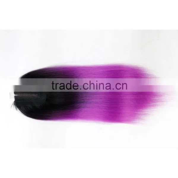 7pcs 220g Cheap Hair Weaving Modacrylic Fibre Shed Free Ombre Color Synthetic Straight Hair Weft With Big Lace Closure photo-4