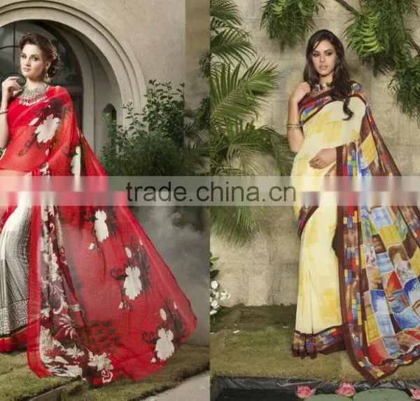 Zari Blouse and Orange Color Womaniya Designer Sarees Collections photo-2
