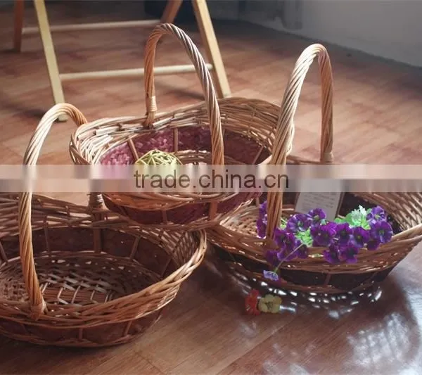 Set 3 Willow Stock Basket; Wicker Flower/fruit Basket