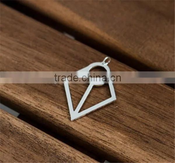 Classic Hollow Silver Pendant Stainless Steel Mens Polished Small Charm Jewelry photo-3