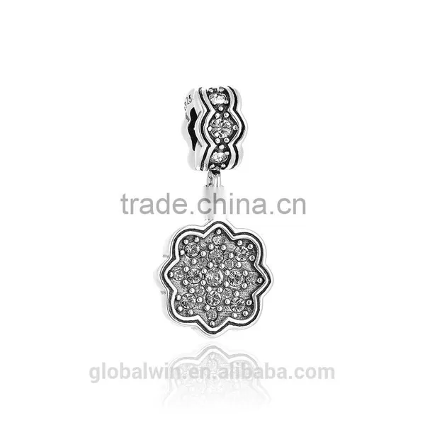 Mysterious Royal Castle Dangling Flower Antique 925 Sterling Silver Charms Pendant photo-3