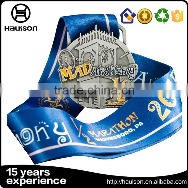 Antique Gold Iron Half Marathon Running Medal With Soft Enamel and Epoxy photo-3