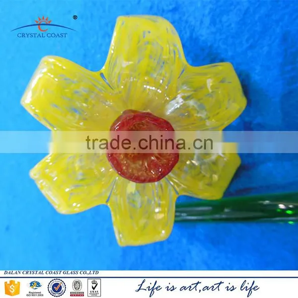 Valentine's Day Long Twisted Stem Red Rose Glass Flower for Gifts photo-4