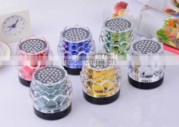 New Arrival Crystal Lotus Transparent Colorful Light Speaker USB Mini Speaker Creative Speaker With Radio Function photo-3