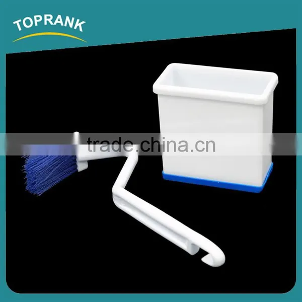 Toprank Japanese Hot Sale Mini V Shape Creative Novelty Corner Toilet Rim Brush Plastic Handle Curved Toilet Brush With Stand photo-2