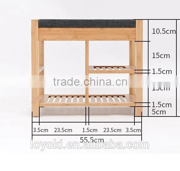 New Design Bamboo Shoe Rack Shoe Bench Seat Cushion Wooden Shoe Display Rack Drawer photo-6