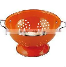 Vintage Enamel Metal Fruit Colander Vegetable Basket Kitchen Strainer With Double Handles photo-3