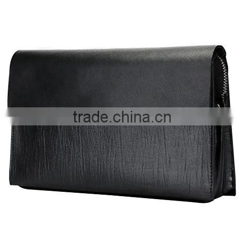 Mens Genuine Leather Big Clutch Bags Wristlet Handbag Organizer Wallet Business Checkbook High Capacity Soft Zipper Wallets photo-2