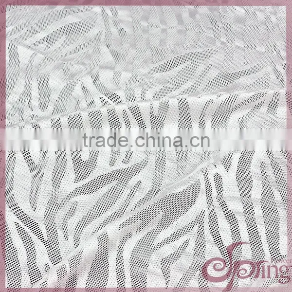 White Zebra Design Shining Soft Elastic Tricot Lace, Fashion Swiss Lace Fabric photo-6