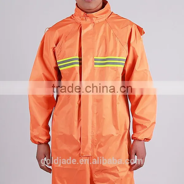 High Visibility Safety Orange Rain Gear Wear Rain Suit Polyester /pvc Nylon/Rubber Rain Coat Waterproof photo-2