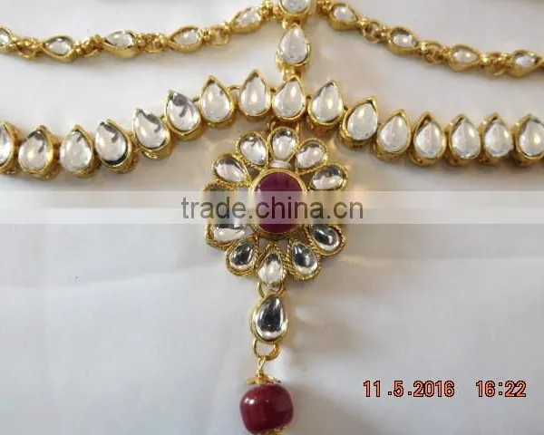 KUNDAN MATHAPATTI DAMINI Maang TIKA GOLD TONE CRYSTAL Hair Accessory photo-2