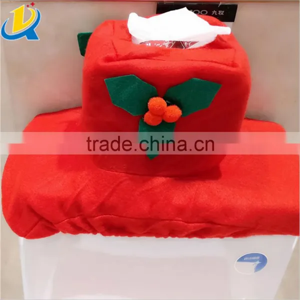 3 Pcs Christmas Decorations Happy Santa Toilet Seat Cover and Rug Bathroom Set photo-2